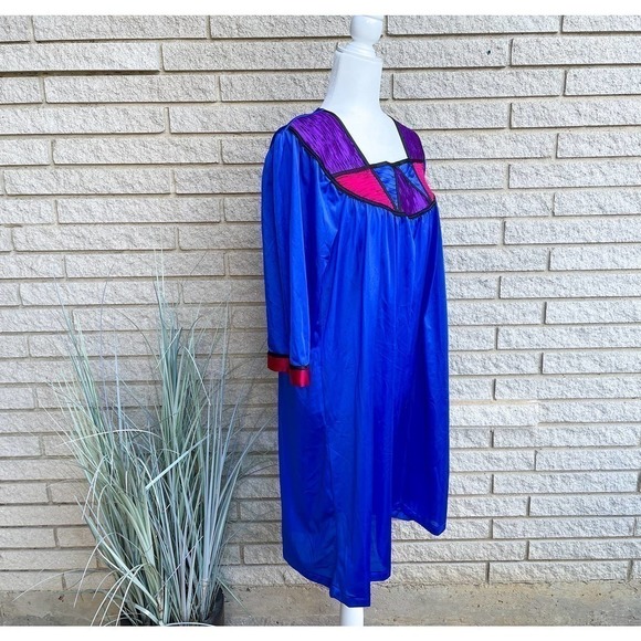 90S Nylon Nightgown Henson Kickernick Royal Blue Size Medium - Picture 4 of 8